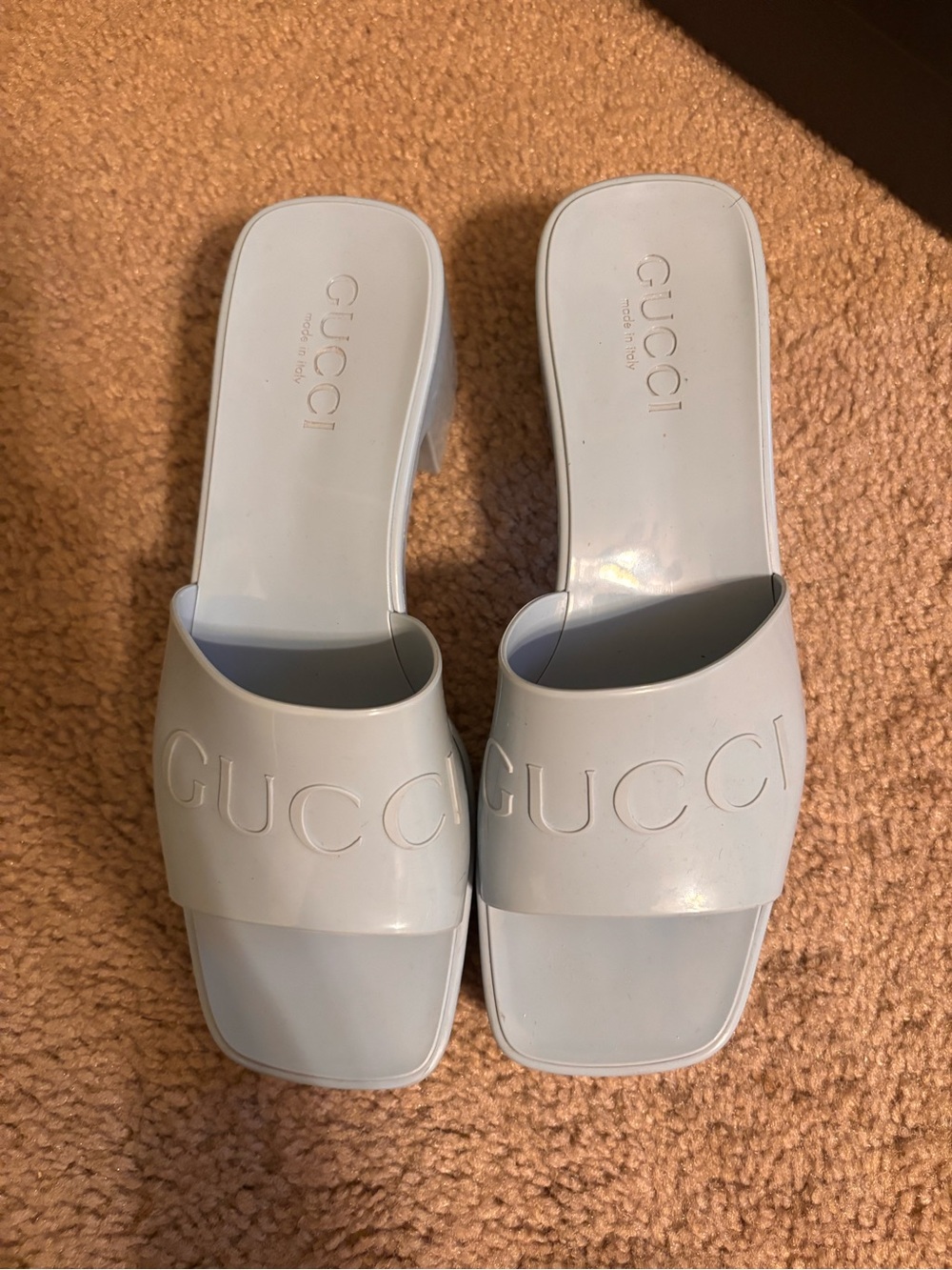 Gucci Women's Blue Rubber Slide Sandals